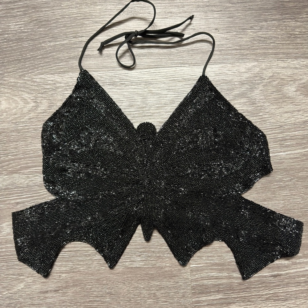 Deadstock beaded butterfly top